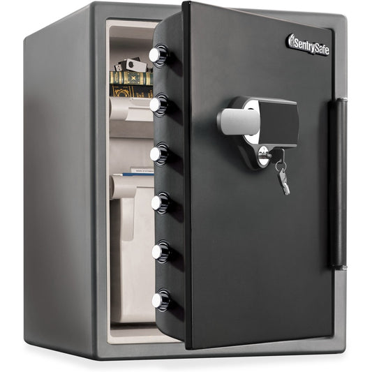 Fire-Safe Digital Alarm Water/Fire-resistant Safe - Fire Proof - Overall Size 23.8" Height x 18.6" Width x 19.3" Depth - Gunmetal Black