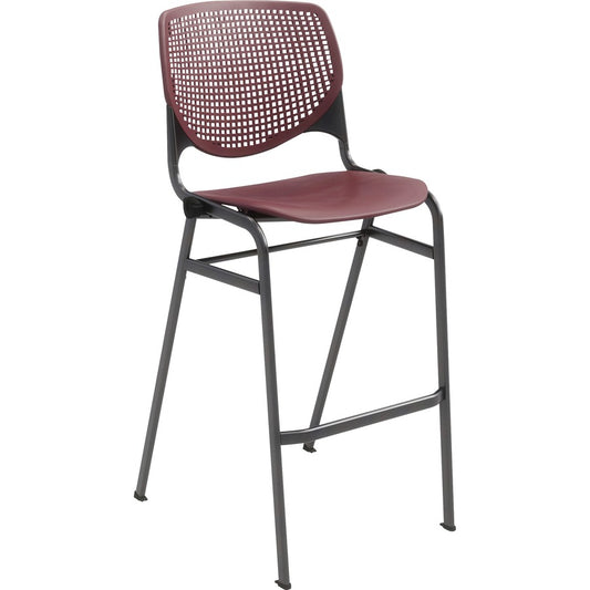 KFI Barstool with Polypropylene Seat and Back - Burgundy Seat Color - Polypropylene Seat Material - Burgundy Back Color - Polypropylene Back Material - Silver Frame Color - 1 Each