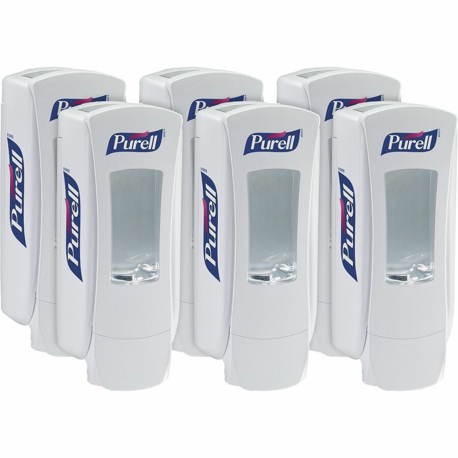 PURELL&reg, ADX-12 Dispenser - Manual - 1.27 quart Capacity - Refillable, Site Window, Lockable Cover, Sanitary-sealed - White - 6 / Carton