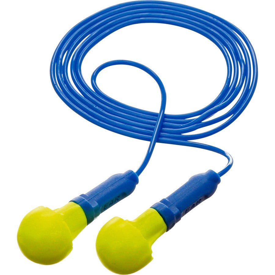 E-A-R Push-Ins Corded Earplugs - Noise Protection - Foam, Polyurethane - Yellow - Corded, Comfortable, Disposable - 2/Pair - 1 Box