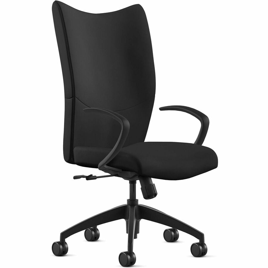 9 to 5 Seating Fabric High-Back Conference & Management - Black Seat Color - Top Grain Leather Seat Material - Black Back Color - Top Grain Leather Back Material - 5-star Base - 1 Each