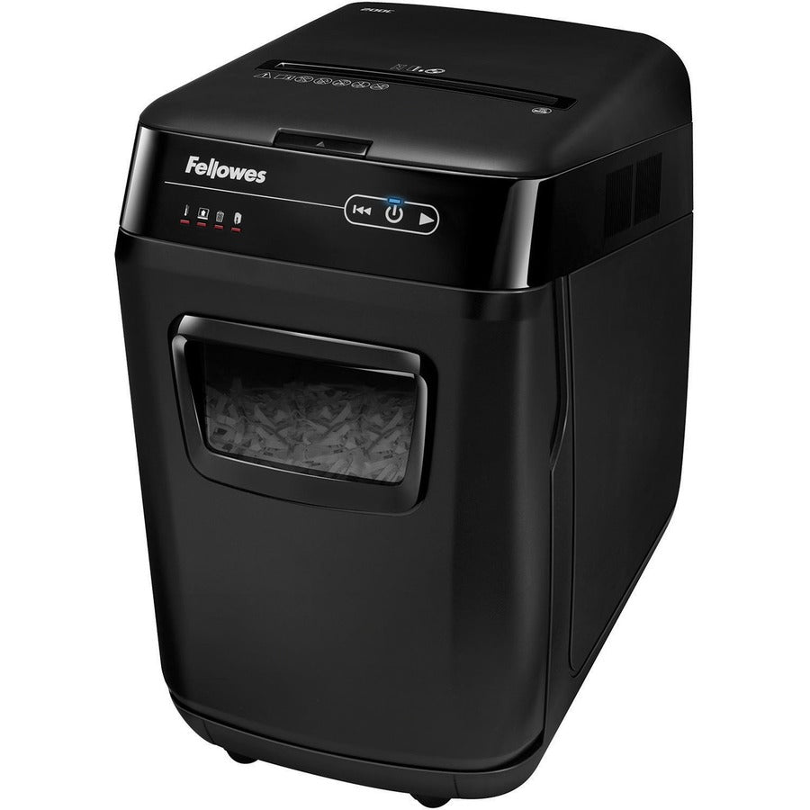 Fellowes AutoMax 200C Auto Feed Shredder - Non-continuous Shredder - Cross Cut - 10 Per Pass - for shredding Staples, Paper Clip, Credit Card, CD, DVD, Junk Mail, Paper - 0.156" x 1.500" Shred Size - P-4 - 11 ft/min - 9" Throat - 12 Minute Run Time - 2...
