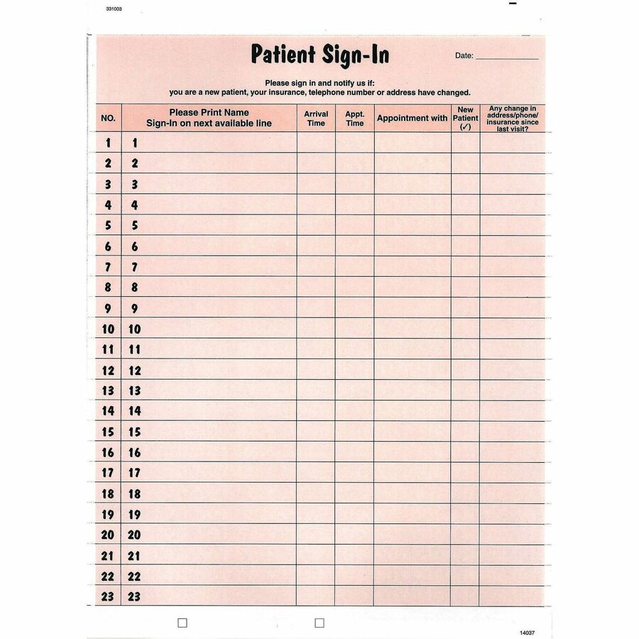 Tabbies Patient Sign-In Label Forms - 125 Sheet(s) - 8.50" x 11" Sheet Size - Salmon - 125 / Pack