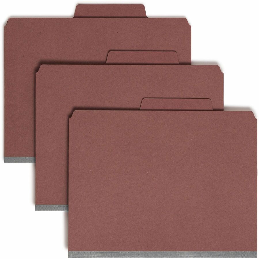 Smead SuperTab 2/5 Tab Cut Letter Classification Folder - 8 1/2" x 11" - 2" Expansion - 2 x 2S Fastener - 2" for Folder - Top Tab Location - Right of Center Tab Position - 2 Divider - 25 pt. - Red - Heavy Duty, Tear Resistant, Eco-friendly, Durable, Fi...