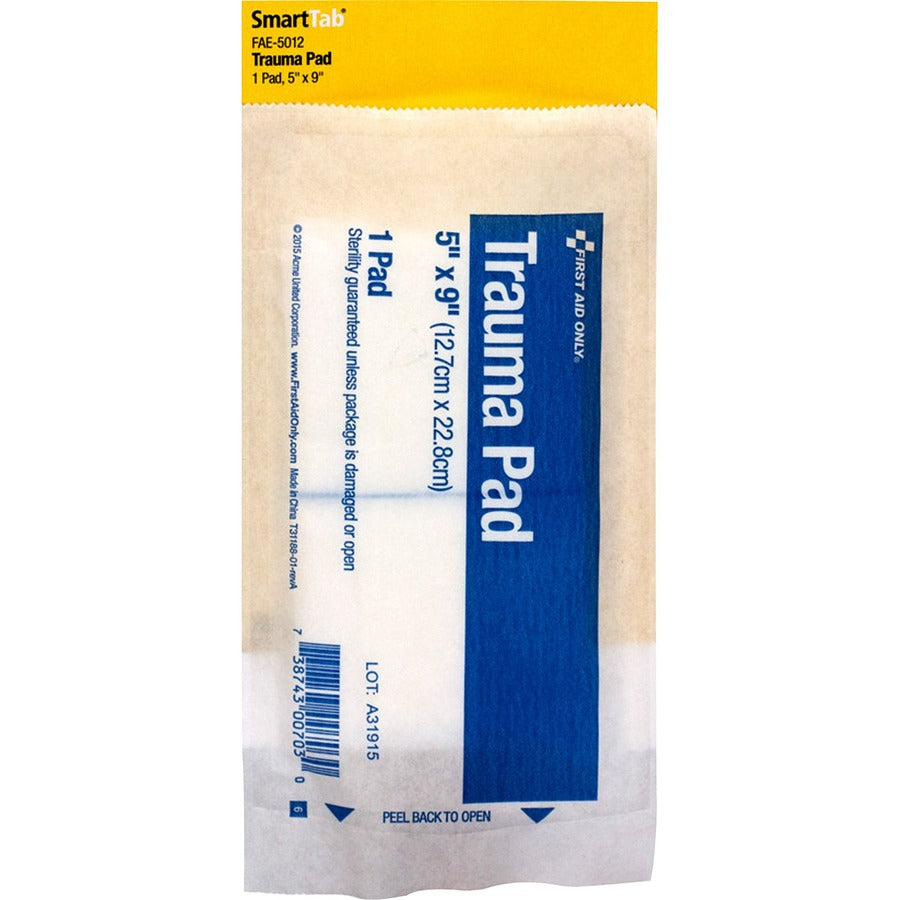 First Aid Only 9" Trauma Pad - - 5" Width x 9" Length - White - 1 Pack