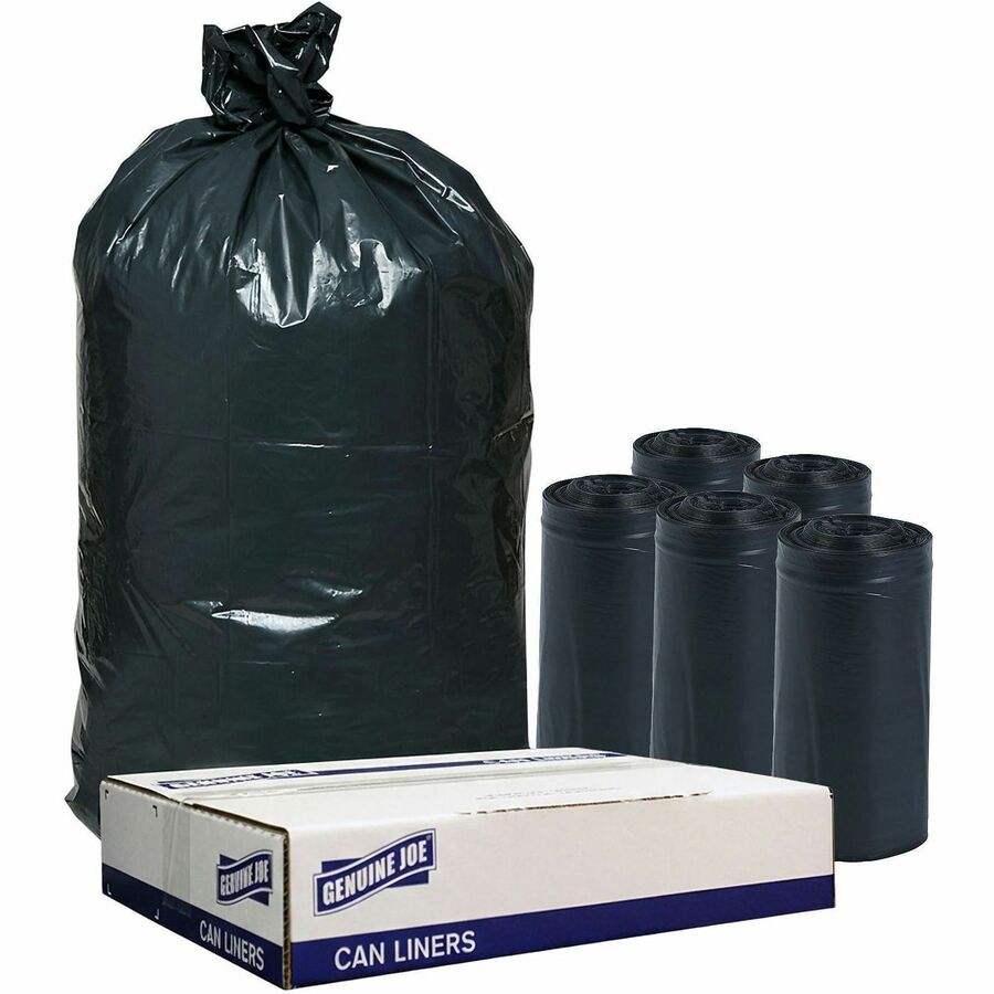 Genuine Joe Slim Jim 23-gallon Can Liners - Medium Size - 23 gal Capacity - 43" Length x 28.50" Width - Low Density - Black - Office Waste, Food - 1 Carton