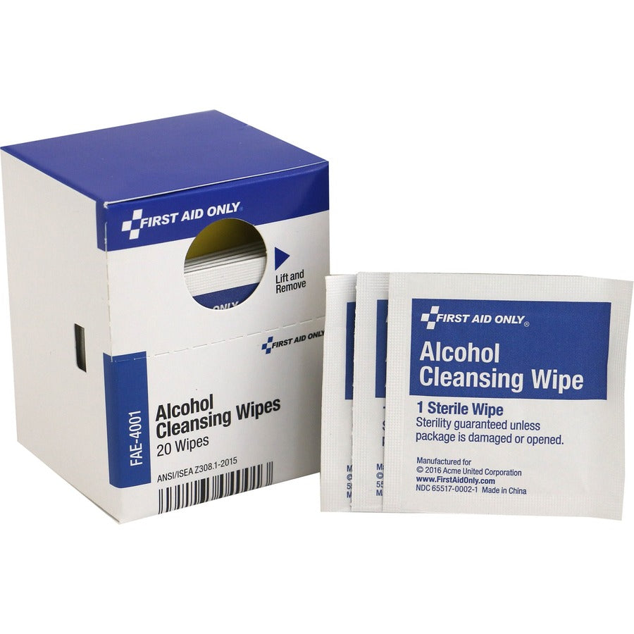 First Aid Only Alcohol Cleansing Pads - 20 x Piece(s) - White - 20 / Box