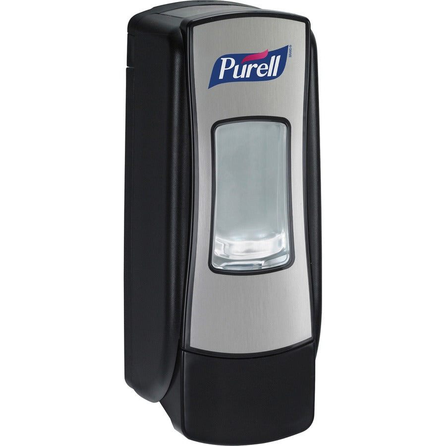 PURELL&reg, ADX-7 Push-Style Dispenser for PURELL Hand Sanitizer - Manual - 23.67 fl oz Capacity - Chrome, Black - 1 Each