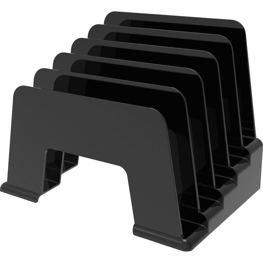 Deflecto Sustainable Office Small Incline Sorter - 5 Compartment(s) - 6" Height x 8" Width x 5.50" Depth - Desktop - Sturdy - 30% Recycled - Black - Plastic - 1 Each