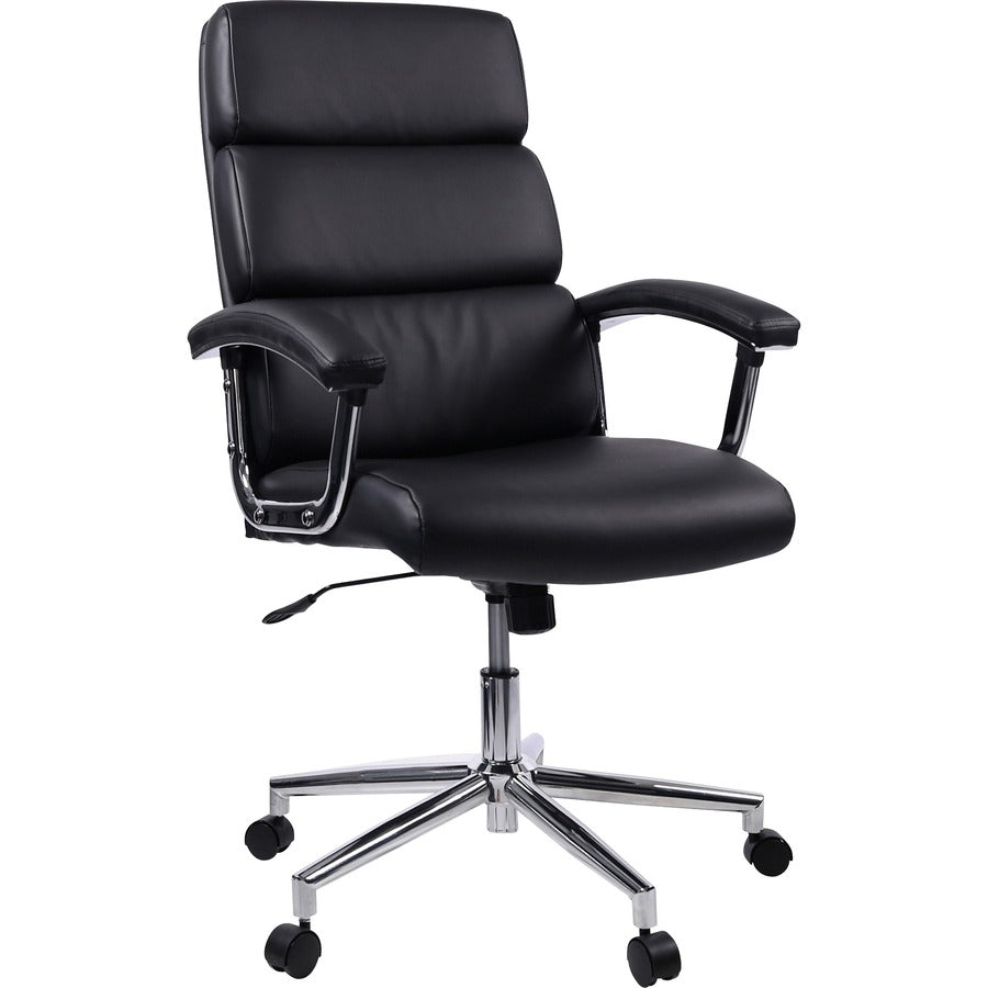 Lorell Vuelo Modern Bonded-Leather Office Chairs - Black Seat Color - Bonded Leather Seat Material - Black Back Color - Bonded Leather Back Material - 1 Each