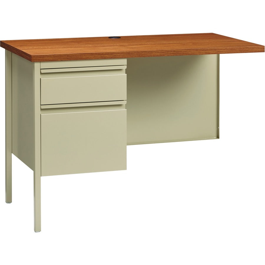 Lorell Fortress Series Left-Pedestal Return - Rectangle Top - 42" Table Top Width x 24" Table Top Depth x 1.12" Table Top Thickness - 29.50" Height - Office, File - Assembly Required - Oak, Oak Laminate, Putty - Steel - 1 Each