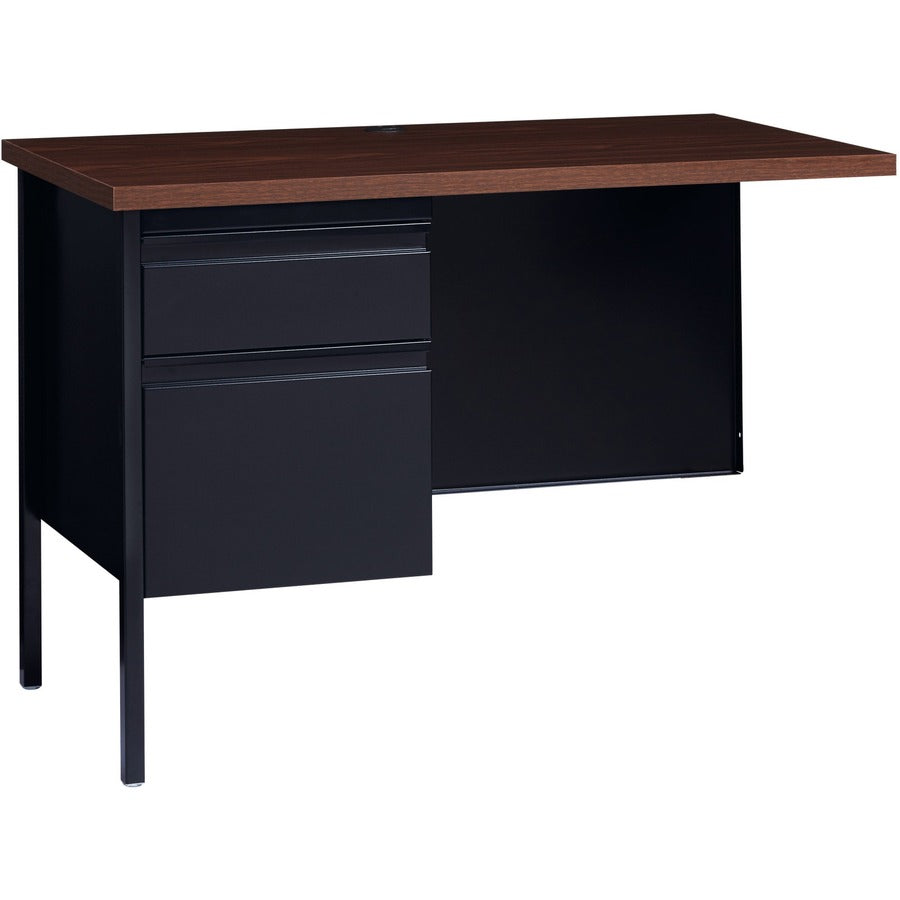 Lorell Fortress Series Left-Pedestal Return - Rectangle Top - 42" Table Top Width x 24" Table Top Depth x 1.12" Table Top Thickness - 29.50" Height - Office, File - Assembly Required - Black Walnut, Laminated, Walnut - Steel - 1 Each