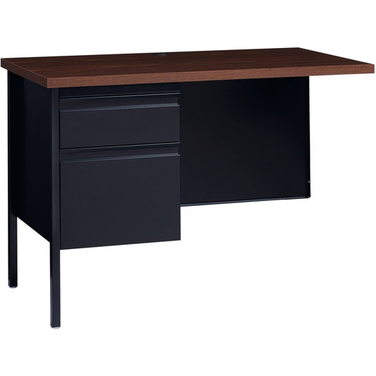 Lorell Fortress Series Left-Pedestal Return - Rectangle Top - 42" Table Top Width x 24" Table Top Depth x 1.12" Table Top Thickness - 29.50" Height - Office, File - Assembly Required - Black Walnut, Laminated, Walnut - Steel - 1 Each