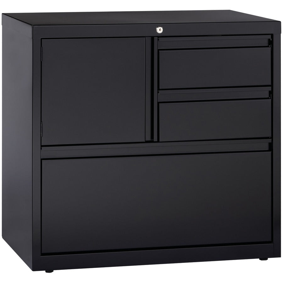 Lorell 30" Personal Storage Center Lateral File - 30" Width x 18.6" Depth x 28" Height - 3 x Drawer(s) for File, Box - A4, Letter, Legal - Hanging Rail, Glide Suspension, Grommet, Cable Management, Interlocking, Reinforced Base, Adjustable Glide, Durab...