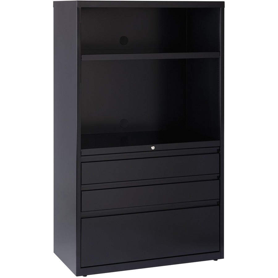 Lorell File/File Lateral File Combo Unit - 36" Width x 18.6" Depth x 60" Height - 2 x Shelf(ves) - 3 x Drawer(s) for Box, File - Legal, Letter, A4 - Lateral - Cable Management, Leveling Glide, Adjustable Glide, Locking Drawer, Durable, Ball-bearing Sus...