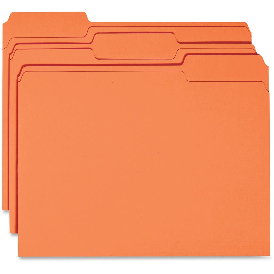 Business Source 1/3 Tab Cut Top Tab File Folder - 11 pt. - Orange - 10% Recycled - 100 / Box