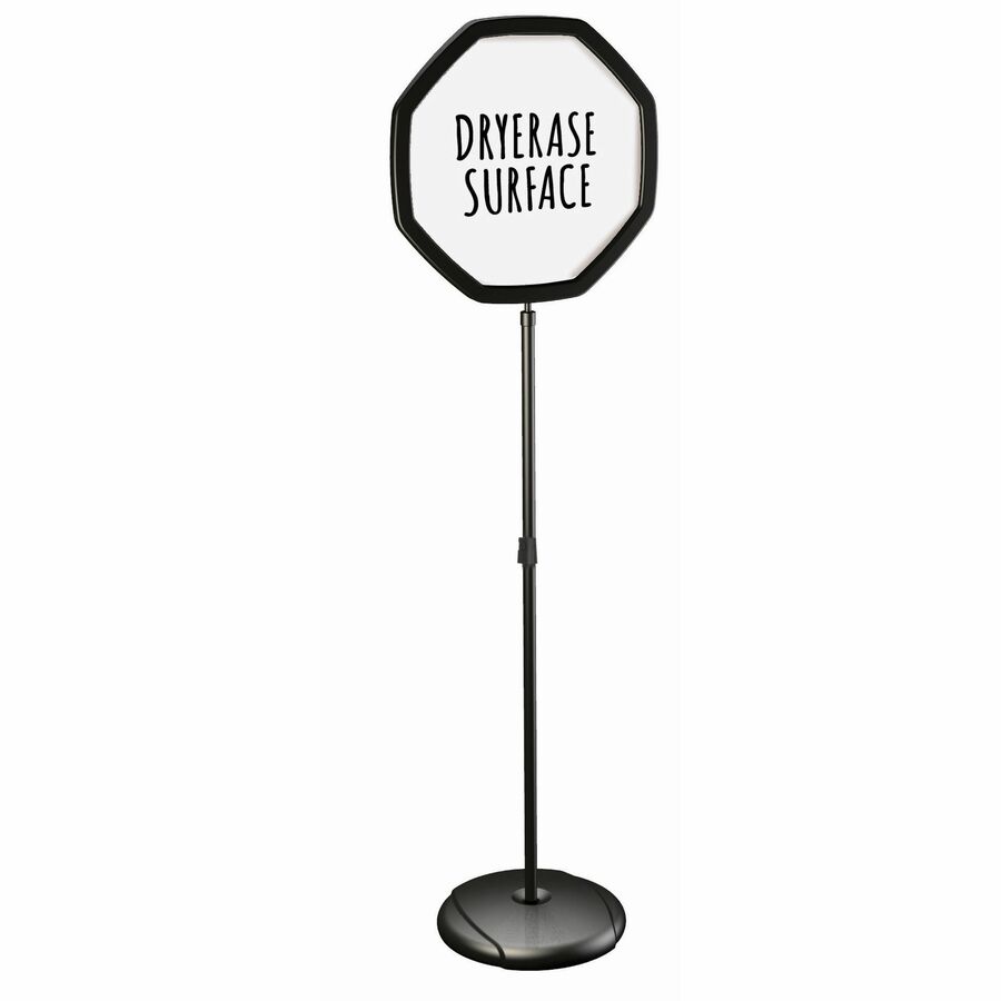 MasterVision Octogonal Floor Sign - 63" Height x 16" Width - Steel, Plastic - Black, White - 1 Each
