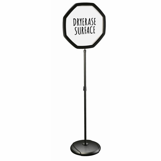 MasterVision Octogonal Floor Sign - 63" Height x 16" Width - Steel, Plastic - Black, White - 1 Each