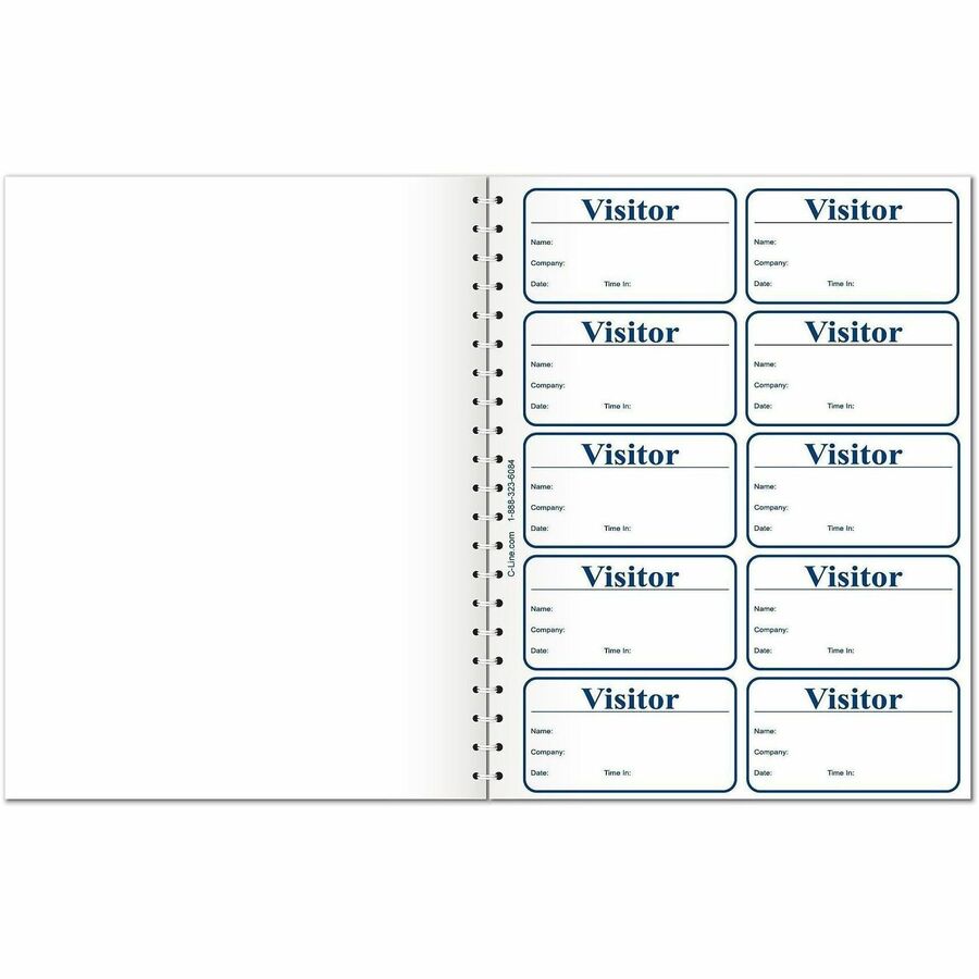 C-Line Registry Log Visitor Badges - Carbonless Copy - White - 1 Box
