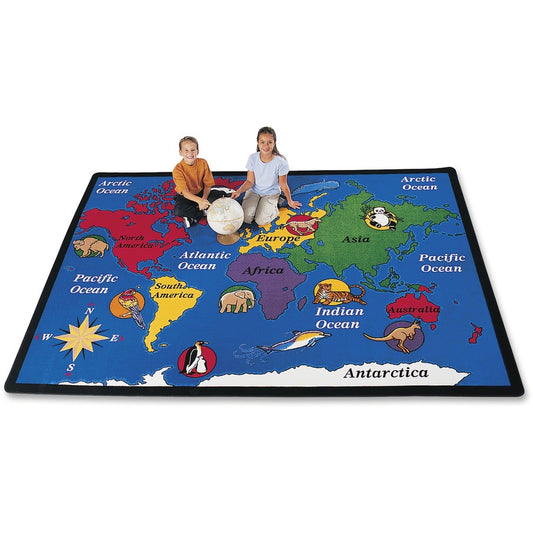 Carpets for Kids, Premium World Explorer Geography Area Rug - 69.96" Length x 99.96" Width - Rectangle - Multi