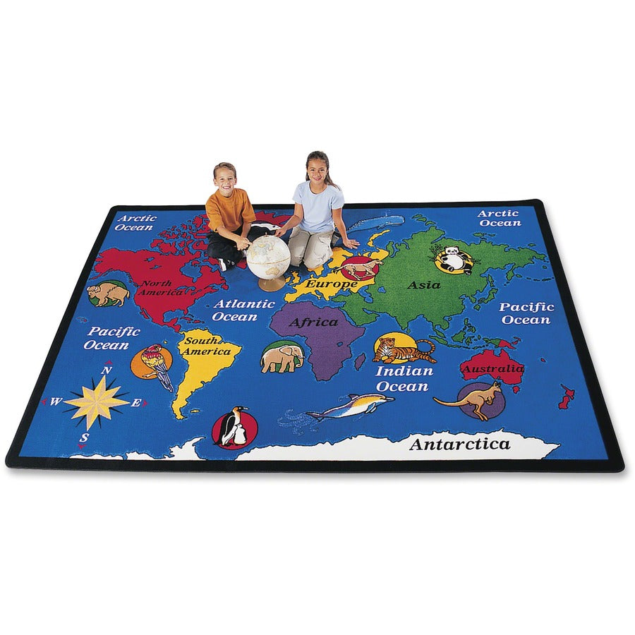 Carpets for Kids&reg, Premium World Explorer Geography Area Rug - 99.96" Length x 11.67 ft Width - Rectangle - Multi