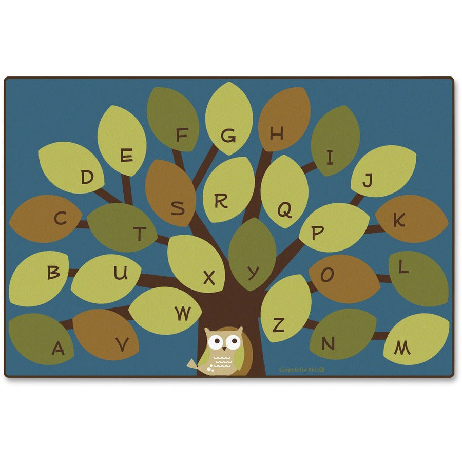 Carpets for Kids&reg, Premium Owl-phabet Tree Woodland Rug - Kids - 96" Length x 12 ft Width - Rectangle - Owl-phabet Tree - Multi - Nylon