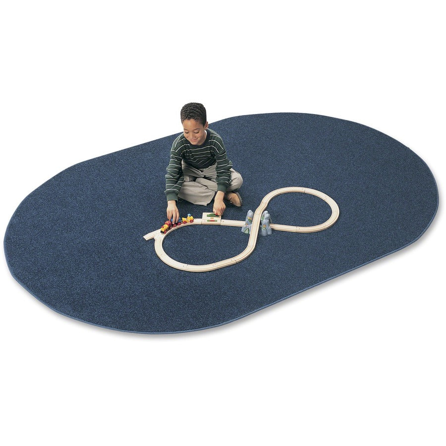 Carpets for Kids&reg, Solid Color Mt. St. Helens Carpet Rug - 108" Length x 72" Width - Oval - Blueberry - Nylon