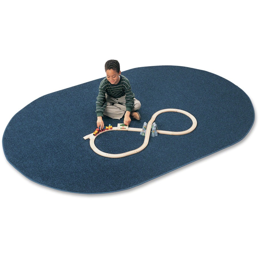 Carpets for Kids&reg, Solid Color Mt. St. Helens Carpet Rug - 108" Length x 72" Width - Oval - Navy - Nylon