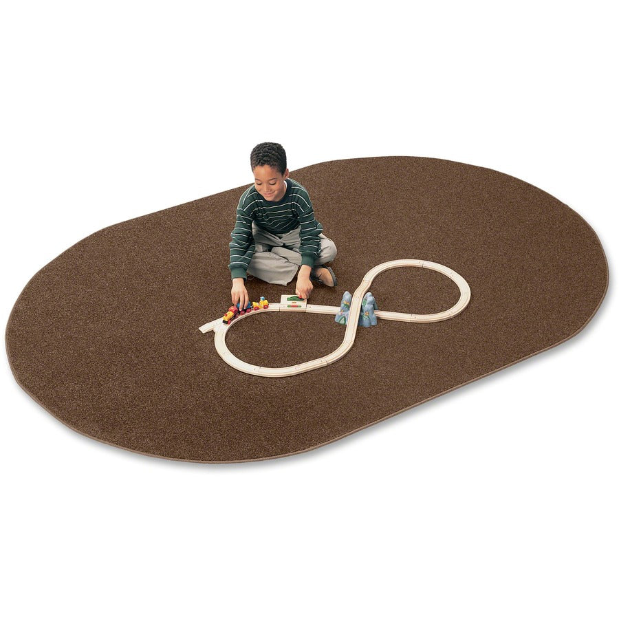 Carpets for Kids&reg, Solid Color Mt. St. Helens Carpet Rug - 108" Length x 72" Width - Oval - Mocha - Nylon