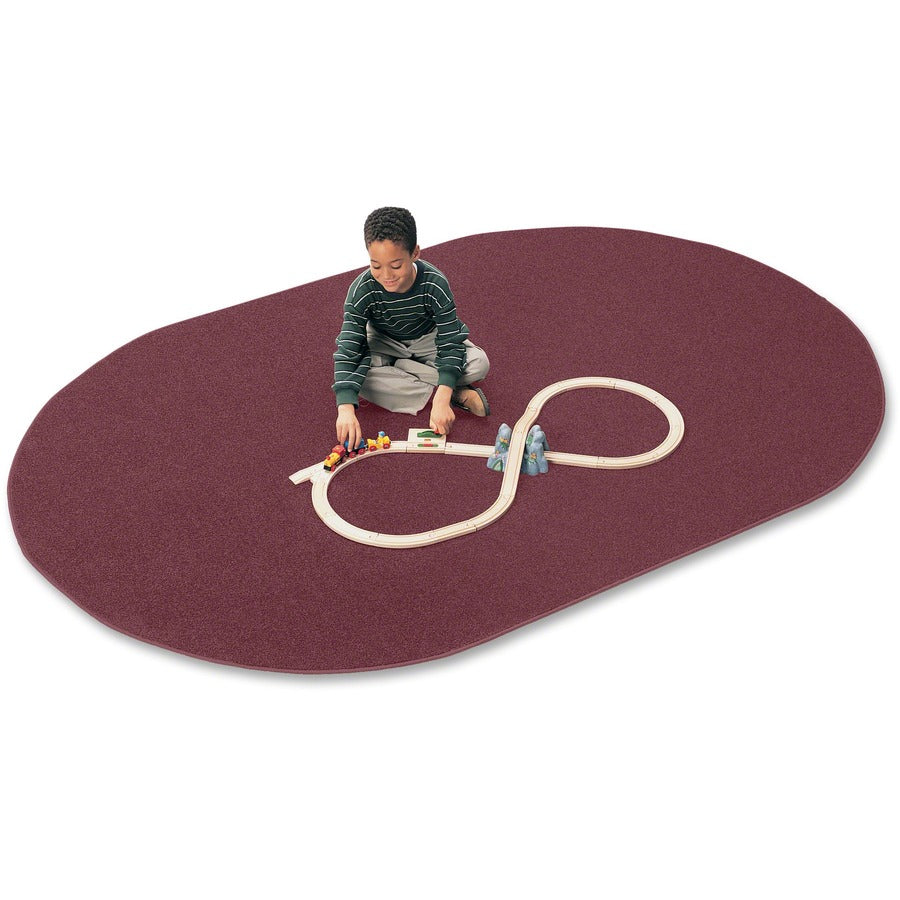 Carpets for Kids&reg, Solid Color Mt. St. Helens Carpet Rug - 108" Length x 72" Width - Oval - Cranberry - Nylon