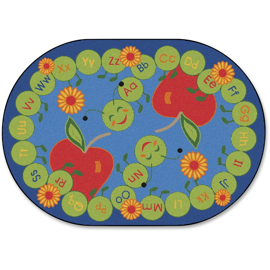 Carpets for Kids&reg, Premium ABC Caterpillar Oval Seating Rug - 11.67 ft Length x 9" Width - Oval - Multi
