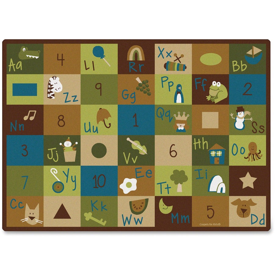 Carpets for Kids&reg, Premium Learning Blocks Nature Design Rug - 100" Length x 70" Width - Rectangle - Learning Blocks Nature - Multi