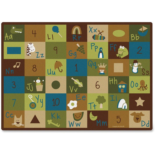 Carpets for Kids, Premium Learning Blocks Nature Design Rug - 100" Length x 70" Width - Rectangle - Learning Blocks Nature - Multi