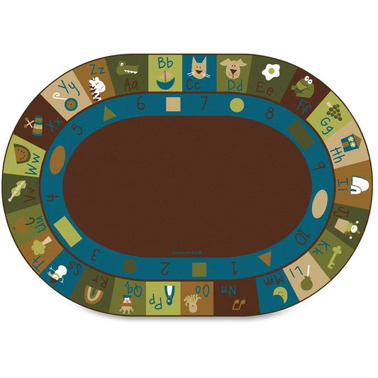 Carpets for Kids, Premium Learning Blocks Nature Oval Rug - 108" Length x 72" Width - Oval - Learning Blocks Nature - Multi