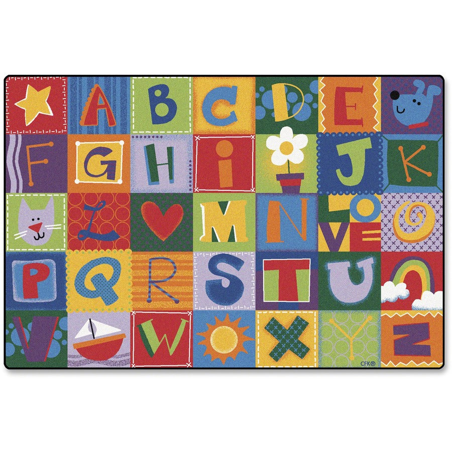 Carpets for Kids&reg, KIDSoft™, Toddler Alphabet Blocks Rug - 72" Length x 48" Width - Rectangle - Alphabet Blocks - Multi