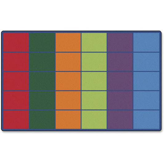 Carpets for Kids, Premium Color Rows 30-Space Seating Rug - 13.33 ft Length x 100" Width - Rectangle - Multi