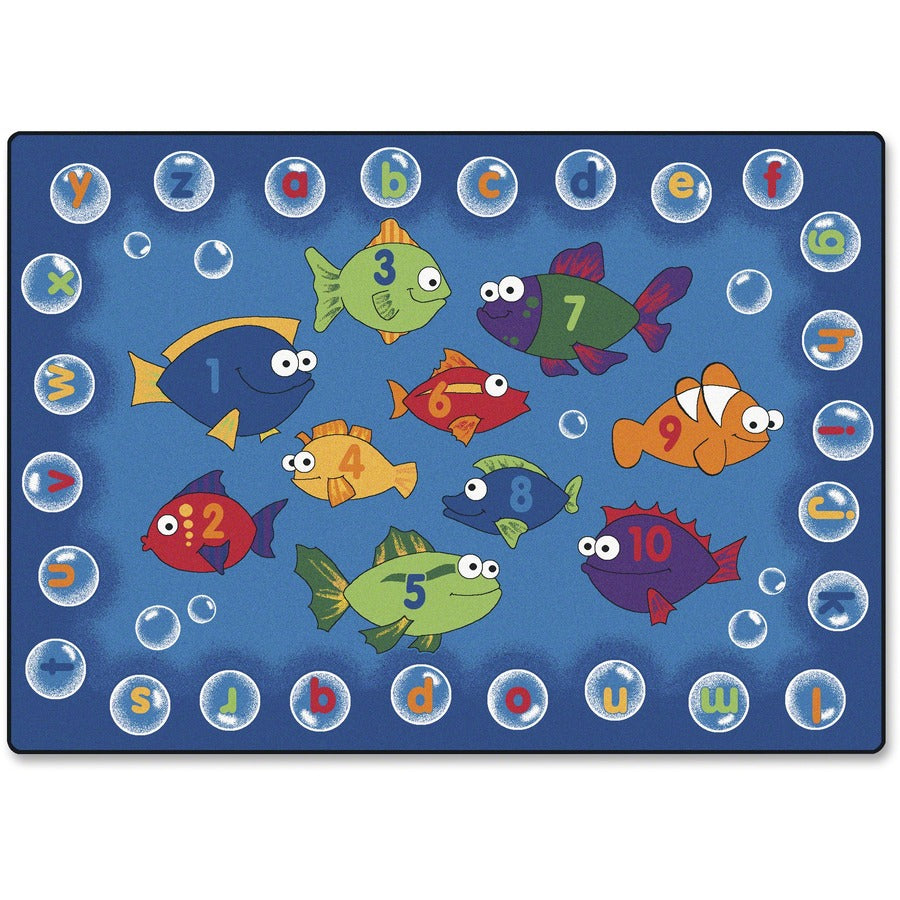 Carpets for Kids&reg, Premium Fishing 4 Literacy Rectangle Rug - 65" Length x 46" Width - Rectangle - Alphabet Bubbles, Fishing For Literacy, Numbers - Multi