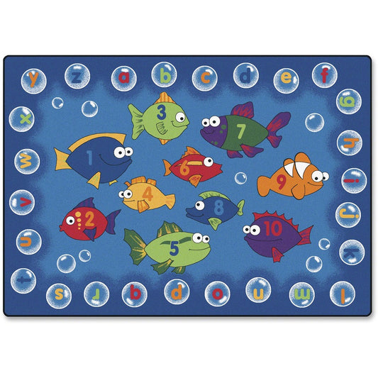 Carpets for Kids, Premium Fishing 4 Literacy Rectangle Rug - 12 ft Length x 90" Width - Rectangle - Alphabet Bubbles, Numbers, Fishing For Literacy - Multi