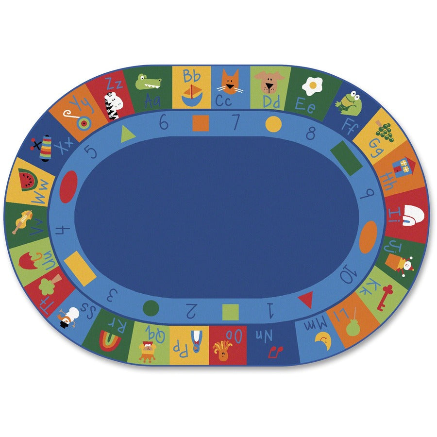 Carpets for Kids&reg, Premium Learning Blocks Oval Seating Rug - 11.67 ft Length x 99" Width - Oval - Learning Blocks, Letters, Numbers, Shapes - Multi