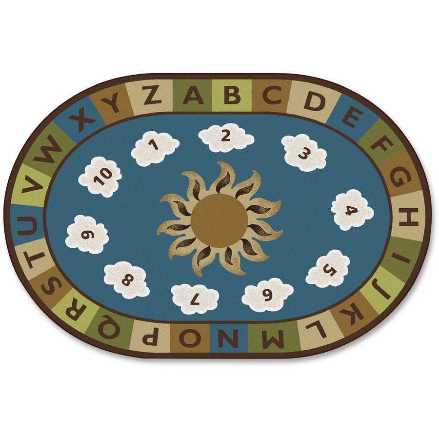 Carpets for Kids&reg, Premium Sunny Day Learn/Play Oval Rug - 72" Length x 48" Width - Oval - Sunny Day Learn & Play, Numbers, Letter - Multi