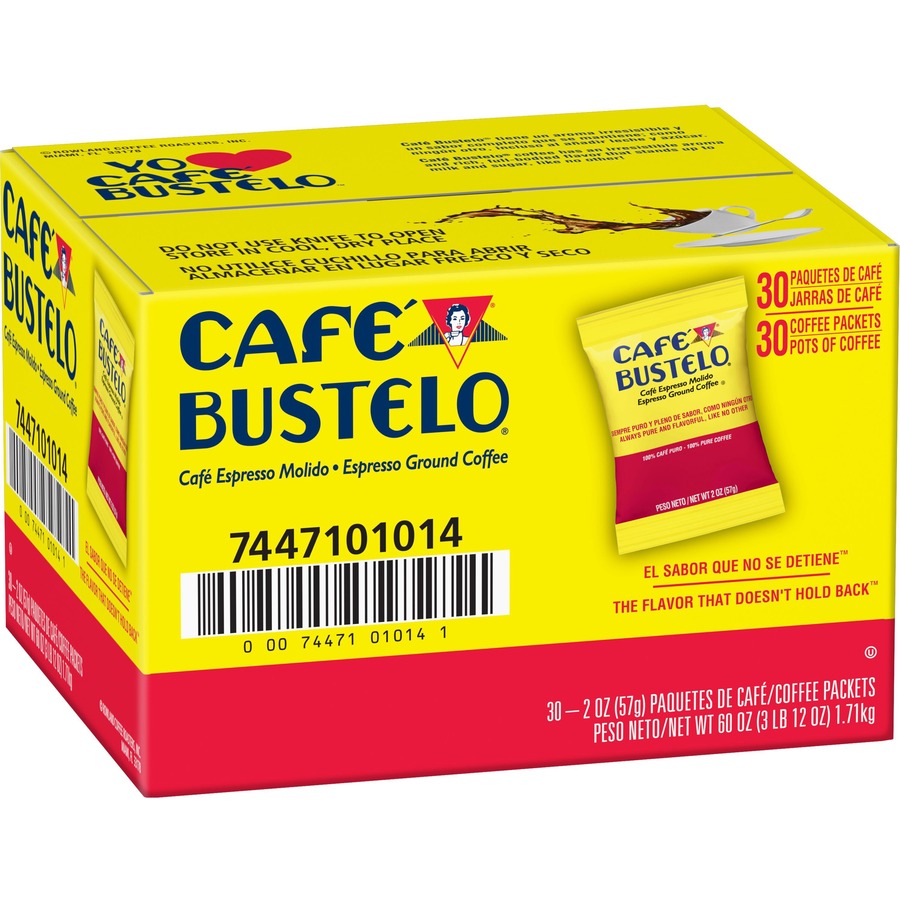 Caf&eacute, Bustelo&reg, Ground Espresso Coffee - Regular - Dark - 2 oz - Ground - Espresso Blend - 30 / Carton