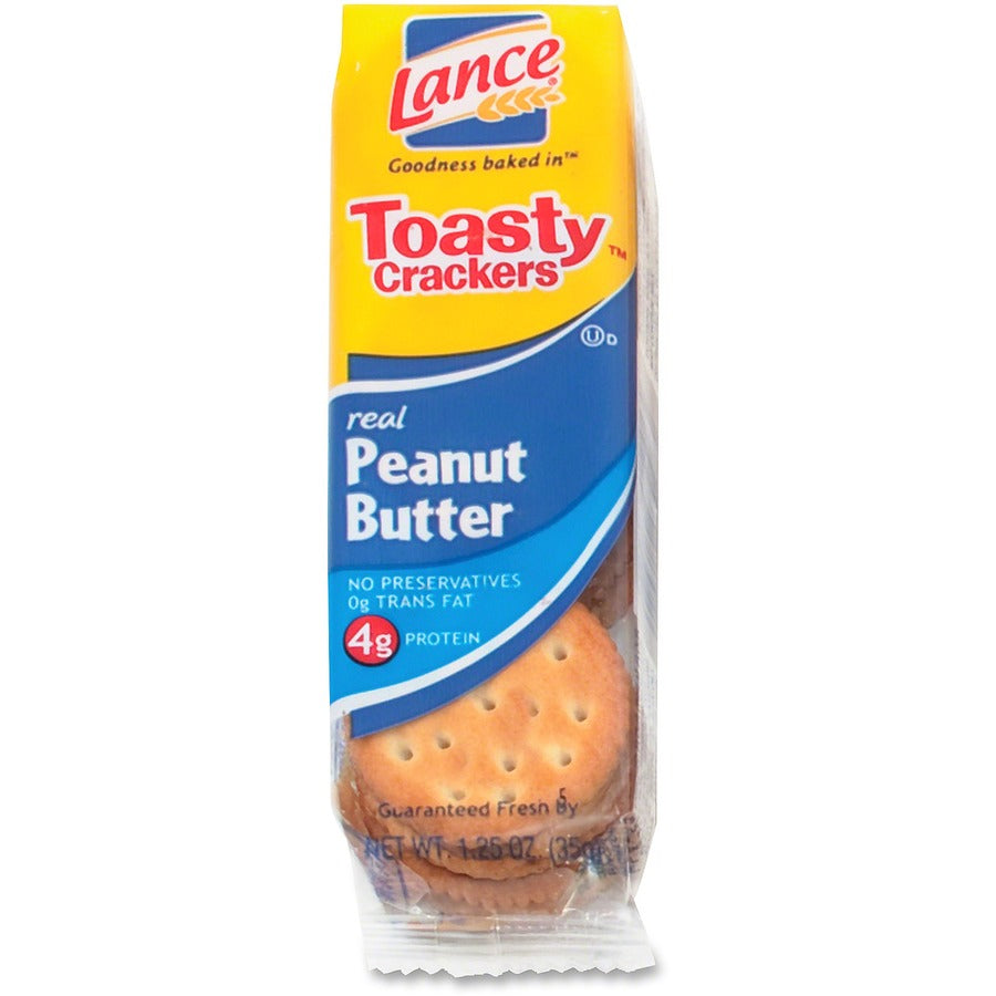 Lance Toasty Peanut Butter Cracker Sandwiches Packs - Individually Wrapped - Peanut Butter - 1 Serving Pack - 6/Pack - 1 Box