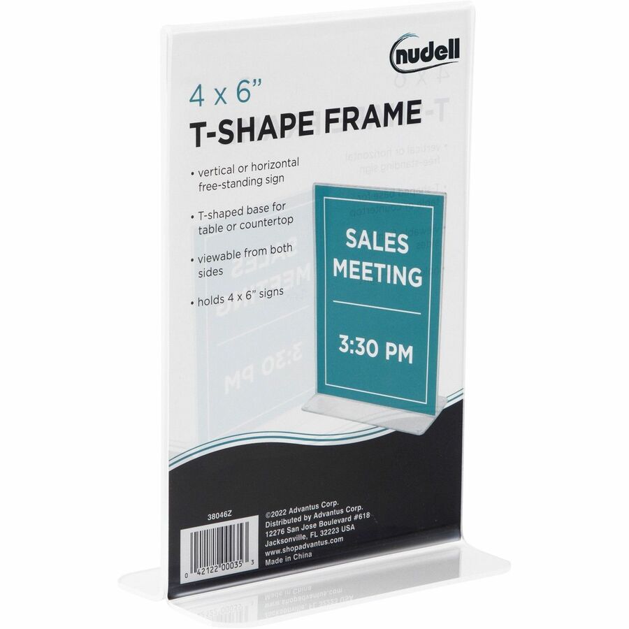 Golite nu-dell Double-sided Sign Holder - 4" Width x 6" Height - Rectangular Shape - Double Sided - Self-standing - Signage, Photo, Notice - Plastic - 1 Each