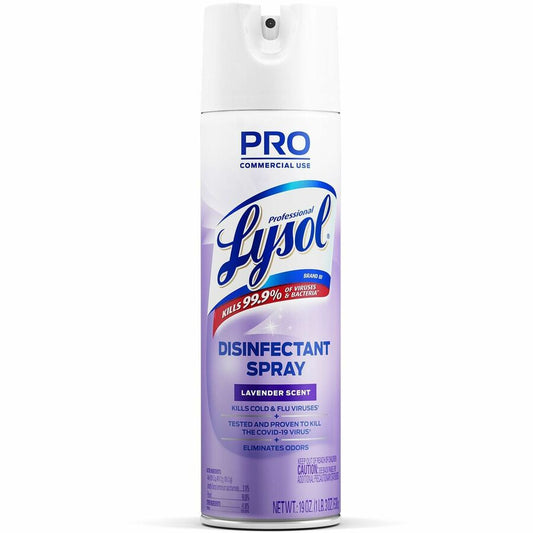 Professional Lysol Lavender Disinfectant Spray - For Multipurpose - 19 oz (1.19 lb) - Lavender Scent - Recommended For: Germs Remover, Odor Remover, Mold Remover, Mildew Remover - Disinfectant, Anti-bacterial - Clear - 1 Each