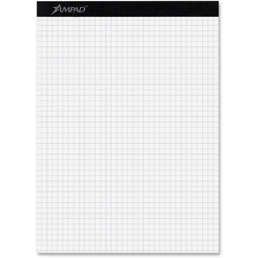 Ampad Quad-ruled Double Sheet Writing Pads - 100 Sheets - Both Side Ruling Surface - 15 lb Basis Weight - 8 1/2" x 11 3/4" Sheet Size - 0.41" Height x 8.5" Width x 11.8" Length - White Paper - Dual Sided, Micro Perforated, Easy Tear, Chipboard Backing...