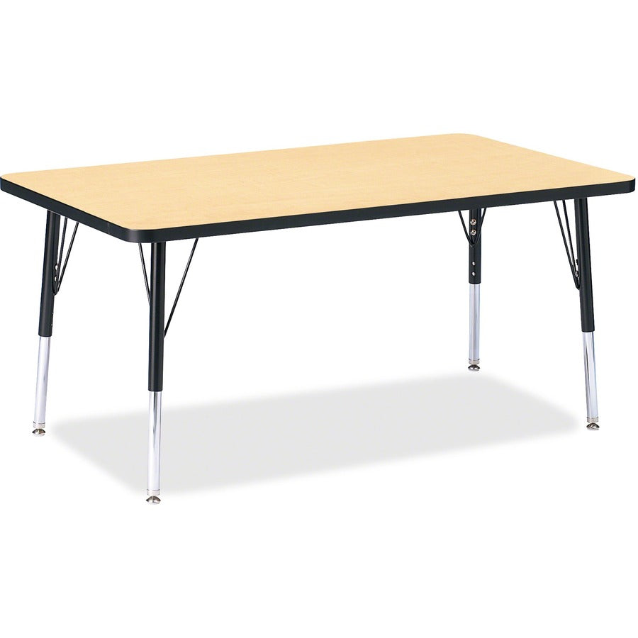 Jonti-Craft Berries Height Maple Top Black Edge Rectangle Table - Laminated Rectangle, Maple Top - Height Adjustable - 15" to 24" Adjustment - 48" Table Top Length x 30" Table Top Width x 1.13" Table Top Thickness - 24" Height - Children, Art, Craft...