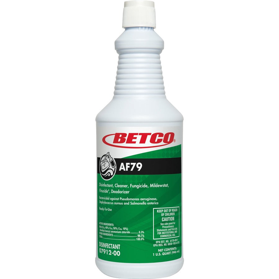 Betco AF79 Acid-Free Restroom Cleaner - For Restroom - Ready-To-Use - Spray - 32 fl oz (1 quart) - Citrus Bouquet Scent - Recommended For: Germs Remover, Soap Scum Remover - Disinfectant, Deodorize - Clear Blue - 1 Each
