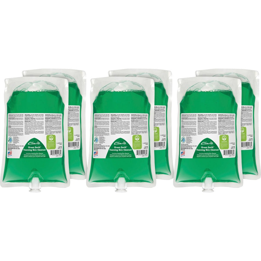 Betco Clario Green Earth Foaming Skin Cleanser Refills - Neutral Garden Scent - 1.06 quart - Skin, Hand - Green - 6 / Carton