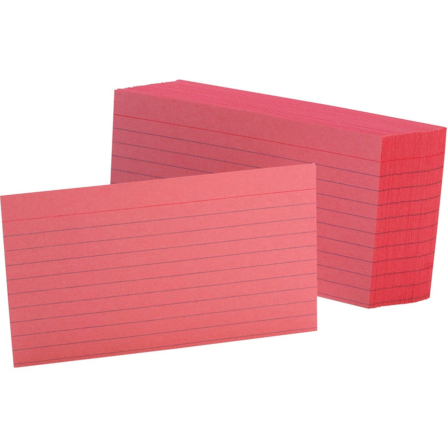 Oxford Colored Ruled Index Cards - 100 Sheets - Front Ruling Surface - Index Card - 3" x 5" Sheet Size - Cherry Paper - Durable - 100 / Pack