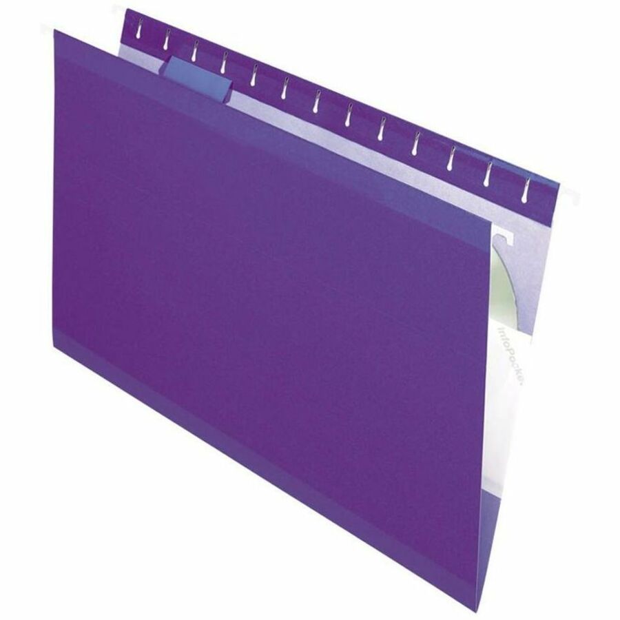 Pendaflex 1/5 Tab Cut Legal Hanging Folder - 8 1/2" x 14" - Violet - Reinforced, Tear Resistant, Durable - 10% Recycled - 25 / Box